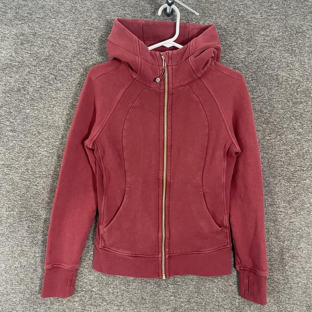 Lululemon Scuba Hoodie Womens 6 Savannah Red/ Gold Full Zip Light Fleece Raglan